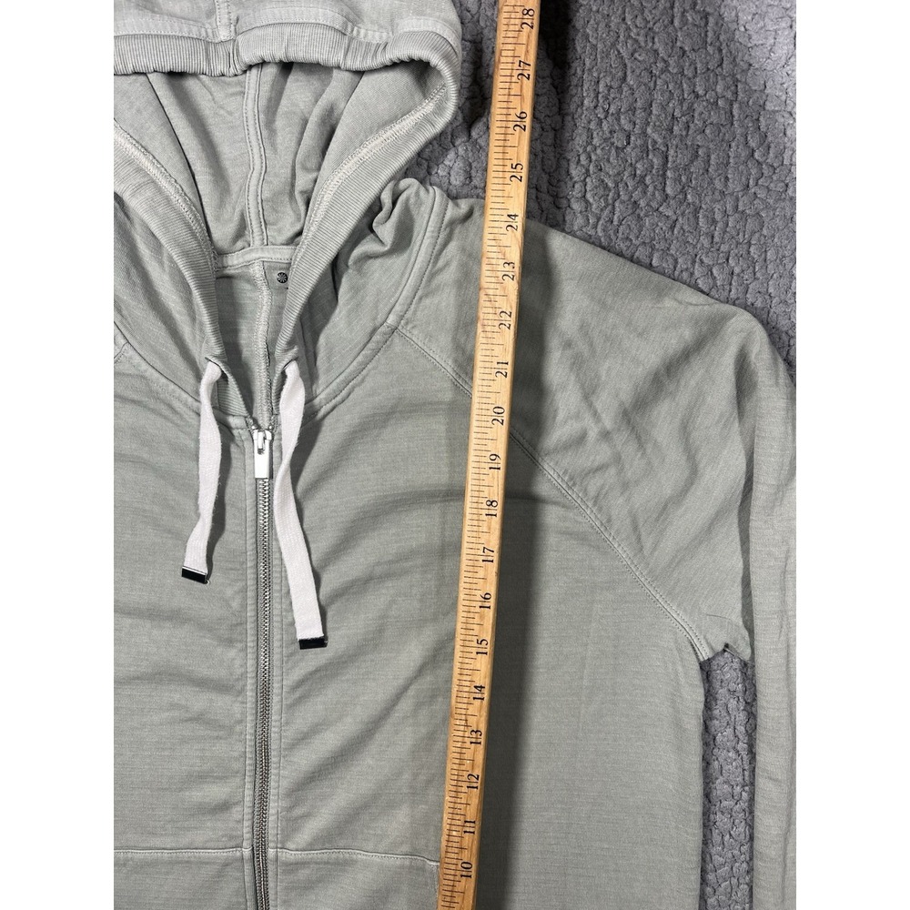 Athleta Womens Medium Green Full Zip Hoodie Cotton Blend Raglan Sleeve Jacket - Picture 8 of 10
